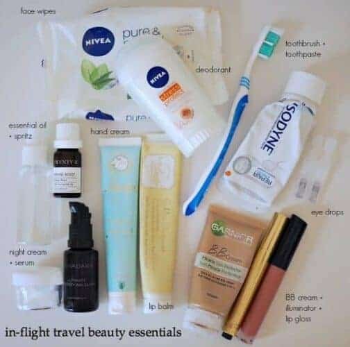 in flight travel beauty essentials